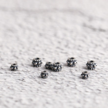 S925银雪花隔珠蜻蜓眼复古做旧藏式配饰diy手串佛珠挂件饰品配件