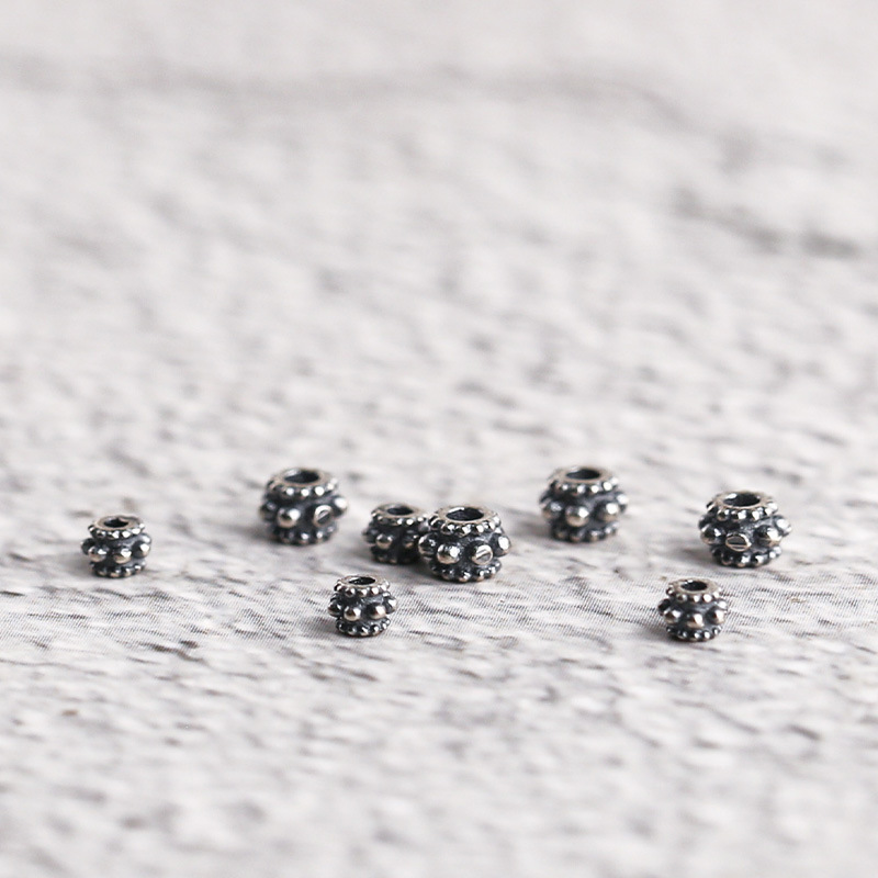 S925 Silver Snowflake Spacer Beads Dragonfly Eye Vintage Distressed Xizang Style Accessories DIY Bracelet Buddhist Beads Pendant Jewelry Accessories