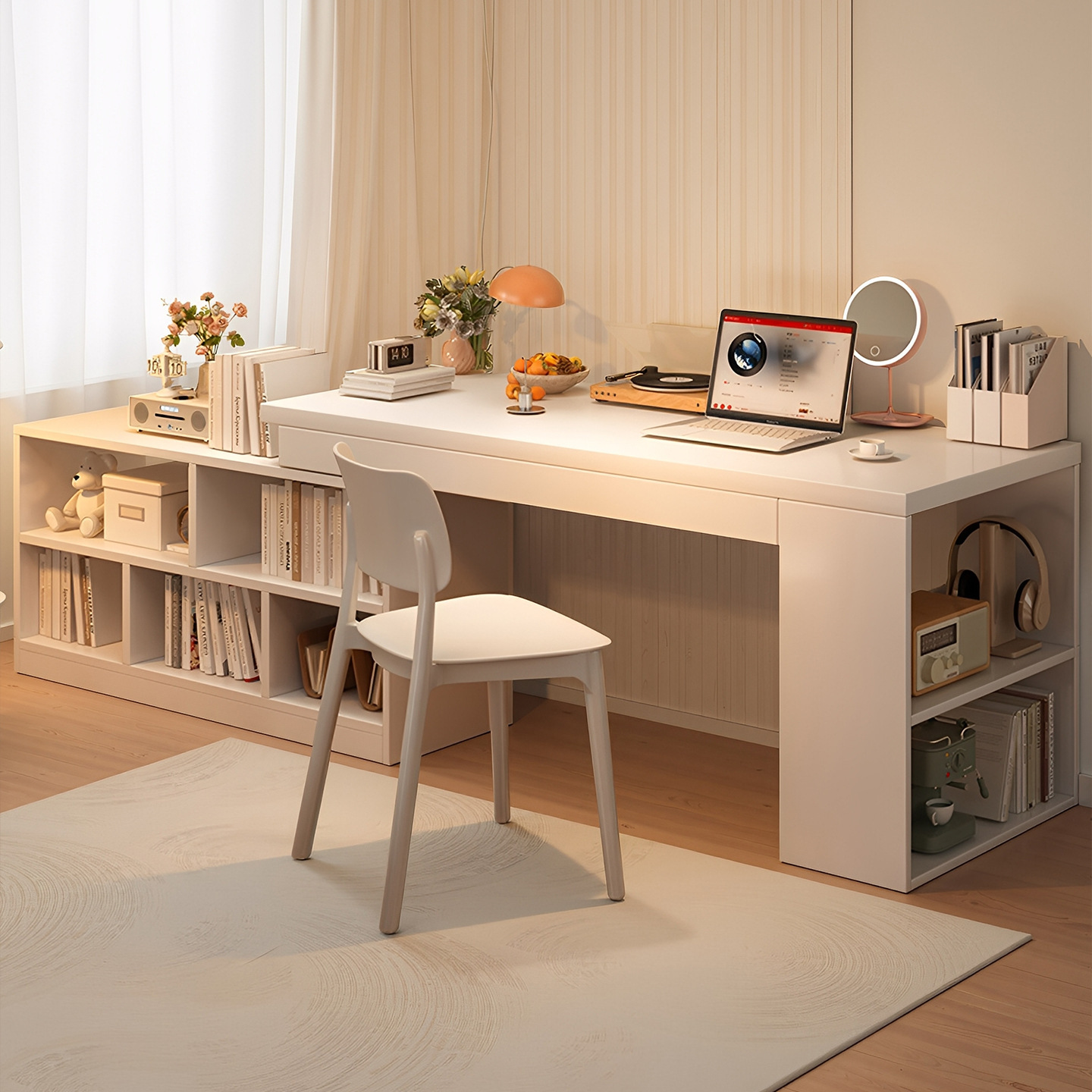 Desk Bookshelf Integrated Table Against the Wall Living Room Partition Bar Table Retractable Table Home Long Narrow Table Computer Table