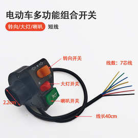 电动车组合开关锂电电瓶车三合一开关三轮车大灯/喇叭/转向灯开关