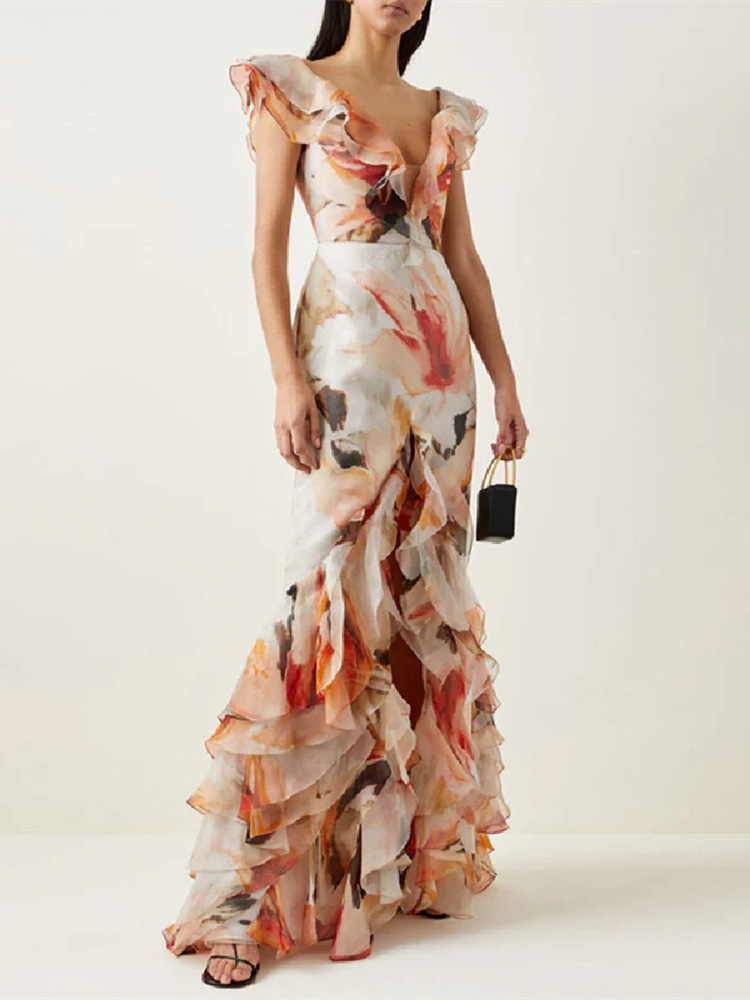 2025 nouveau printemps et été hors de l'épaule européenne et américaine transfrontalière mode féminine en mousseline de soie fée jarretelle tempérament robe de soirée robe