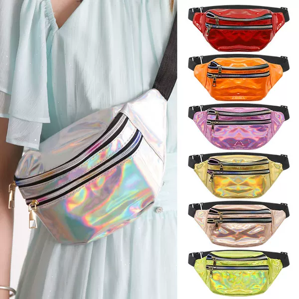 New Running Laser Waist Bag Women's Crossbody Chest Bag Reflective Outdoor Beach Bag Trendy Men's Personalized Cash register Bag Women