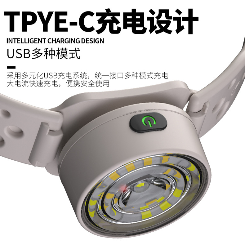 Multi-fuente de luz ajustable Faro de silicona fuerte iluminación de luz recargable faro ultraligero portátil pesca noche corriendo faro