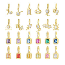 s925纯银十二星座法式项链女轻奢彩锆吊坠百搭潮流锁骨链跨境