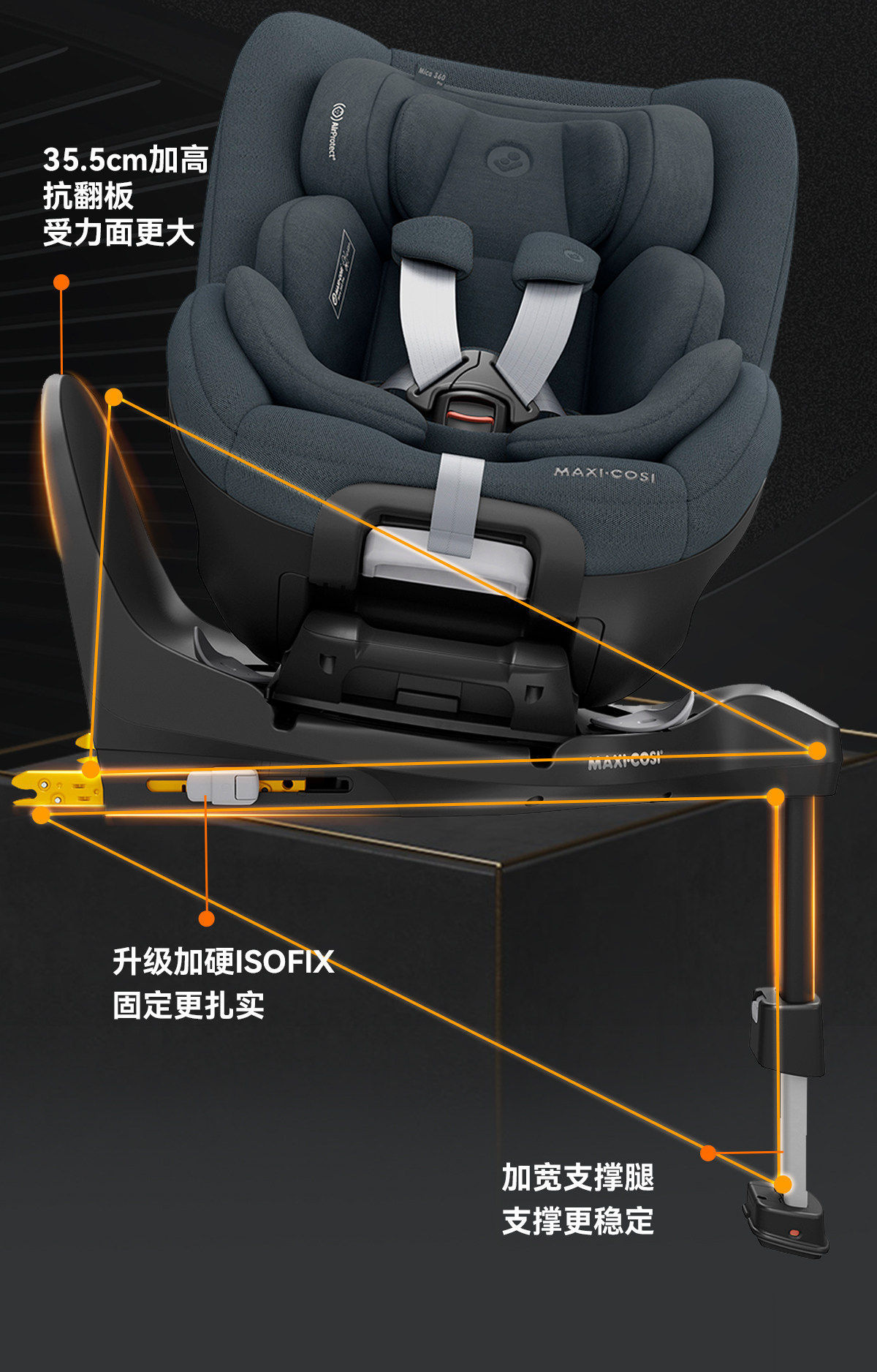Maxicosi Mica360Pro Baby Safety Seat 360-Degree Rotation for 0-4 Years Old Children for Use in Cars