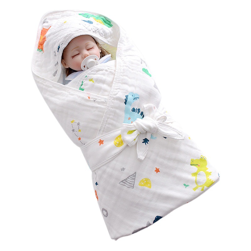 Newborn baby is coated with six layers of cotton newborn small quilt gauze Baby Swaddling quilt cotton autumn and winter blanket