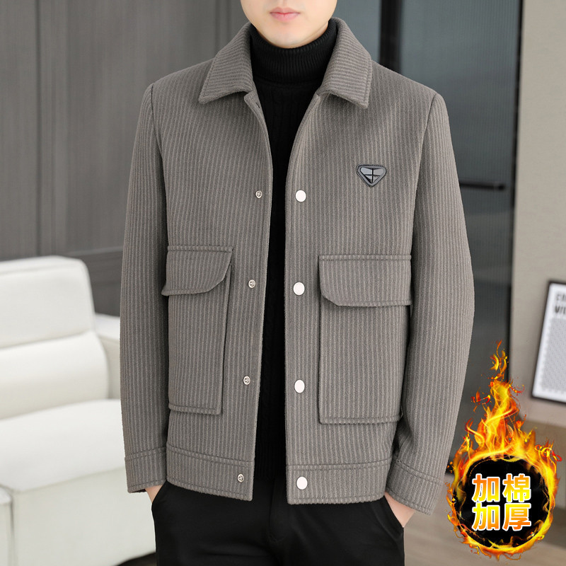 2024 가을과 겨울 남성 모직 코트 짧은 재킷 옷깃 모직 코트 탑 1029