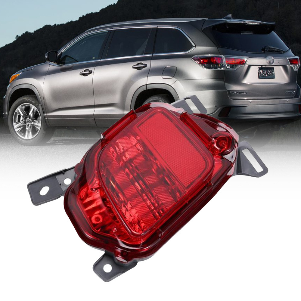 Aplicable a TOYOTA 15 / 16 / 17 / 18 Nuevo Highlander parachoques trasero semieconjunto decoración reflectante luz de niebla trasera