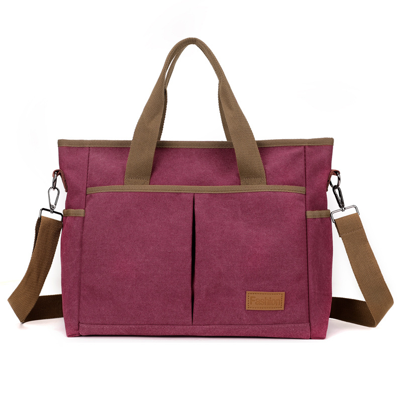 Women's Canvas Shoulder Bag Retro Style Large Capacity Office_voghion.com