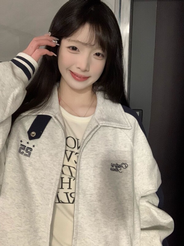 美式撞色立领棒球服外套女秋冬2025新款卫衣早秋开衫夹克宽松上衣|undefined