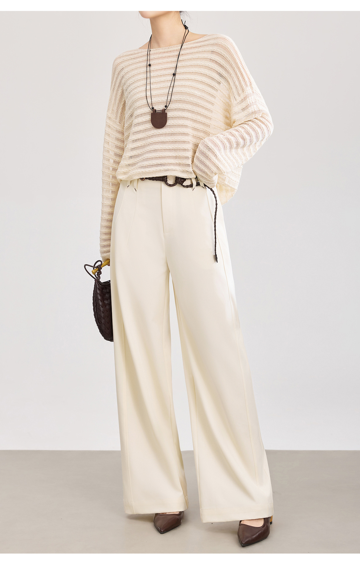 Quần culottes nữ ống rộng dáng suông chất len pha tơ nhân tạo cao cấp — Xanh lông mòng đen chi tiết 18