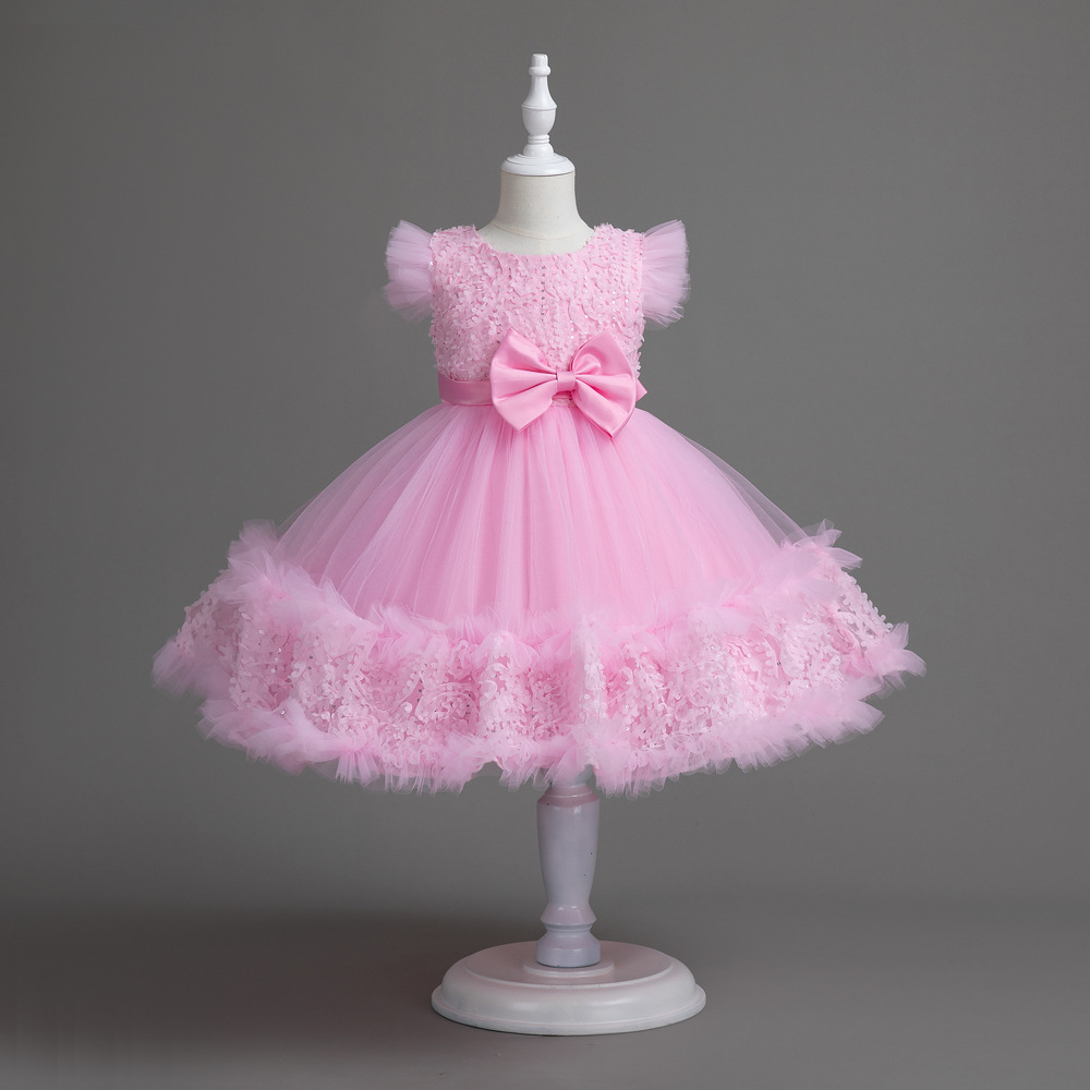 Girls' Mesh Skirt, 2023 Princess Dress, Elegant Flower Girl Wedding & Children's Birthday Gown, Hostess Performance Formal Wear