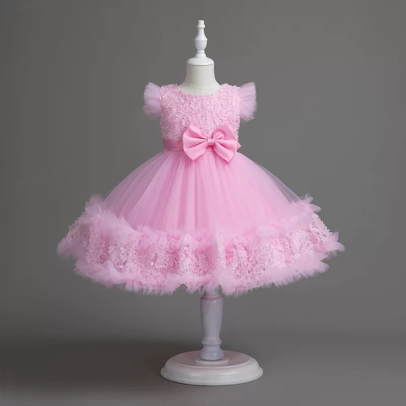 Платье_для_девочек_Princess_flower_girl dress/skirt (girls), яркий стиль, белый или розовый, размеры по росту 100–150 см