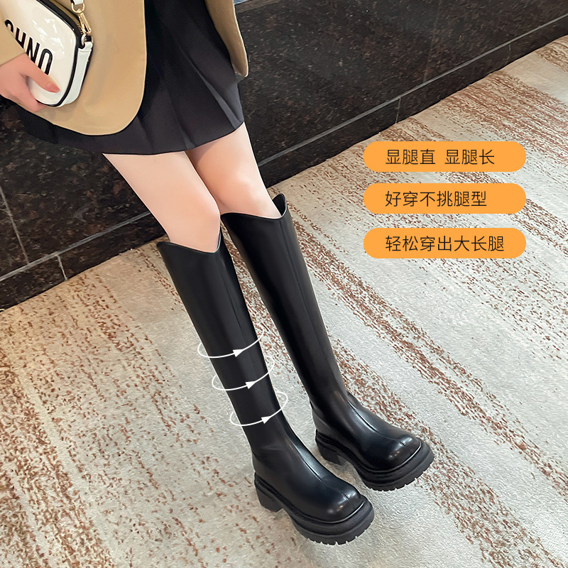 Botas Largas Estilo Británico Augu Shiden para Mujer, Otoño 2025, Nuevas Botas Martin de Moda, Botas de Montar Estilo Retro Urbano.