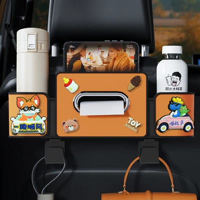 Storage, Car Seat Back Multifunctional – Car cup holder/beverage holder - orange-bon-voyage-series-4th-generation-seat-organizer