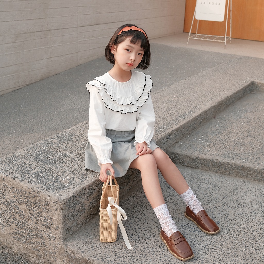 M3208品牌童装2021春季新款儿童上衣时尚中小童衬衣韩版女童衬衫