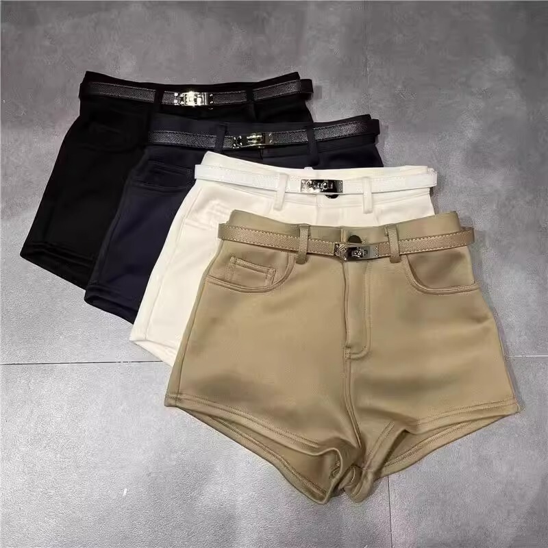 High-Waisted Straight Shorts for Women Spring and Summer 2025 New Commuter Slimming Hot Girl Sexy Elastic Hip-Covering Casual Hot Pants