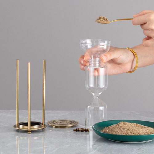 Metal self-loading sand hourglass Home decoration glass ornaments hourglass timer commemorative crafts gift