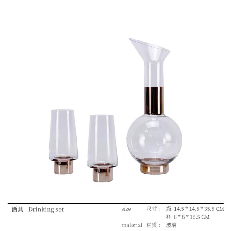 现代简约创意水晶玻璃酒具酒杯水壶套装桌面茶几餐桌酒店样板间|undefined