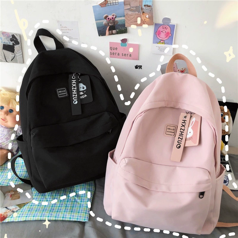 Backpack Japanese-style shoulder bag, lightweight polyester, multiple colors (White–Fuchsia)