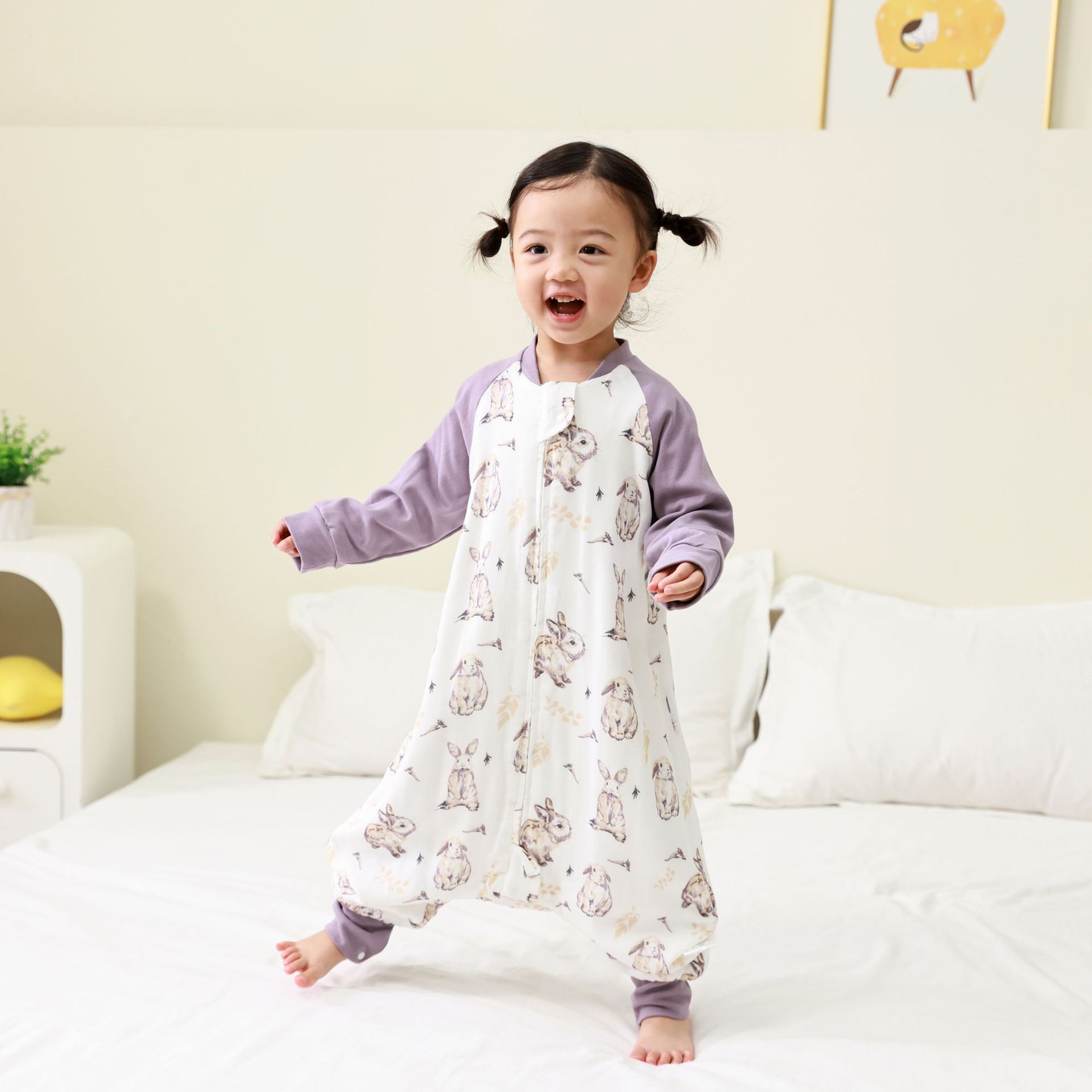Baby sleeping bag four-layer six-layer spring and autumn bamboo cotton gauze baby split-leg sleeping bag children anti-kick quilt
