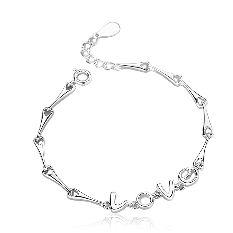 Plata pura 999 plata esterlina no se desvanece Pulsera LOVE Diseño de nicho femenino Estilo simple y frío Novia estudiante Joyas de plata