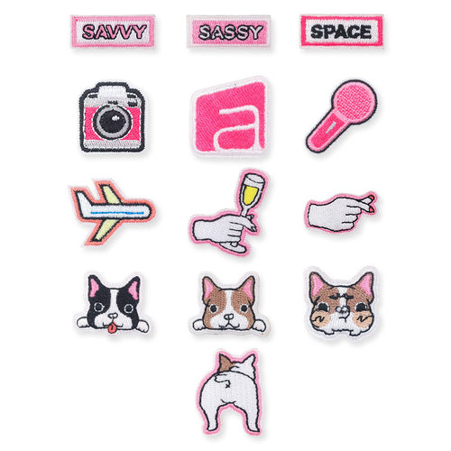 Small cute puppy embroidered cloth patch, camera gesture cartoon embroidered patch self-adhesive, coin purse decorative patch