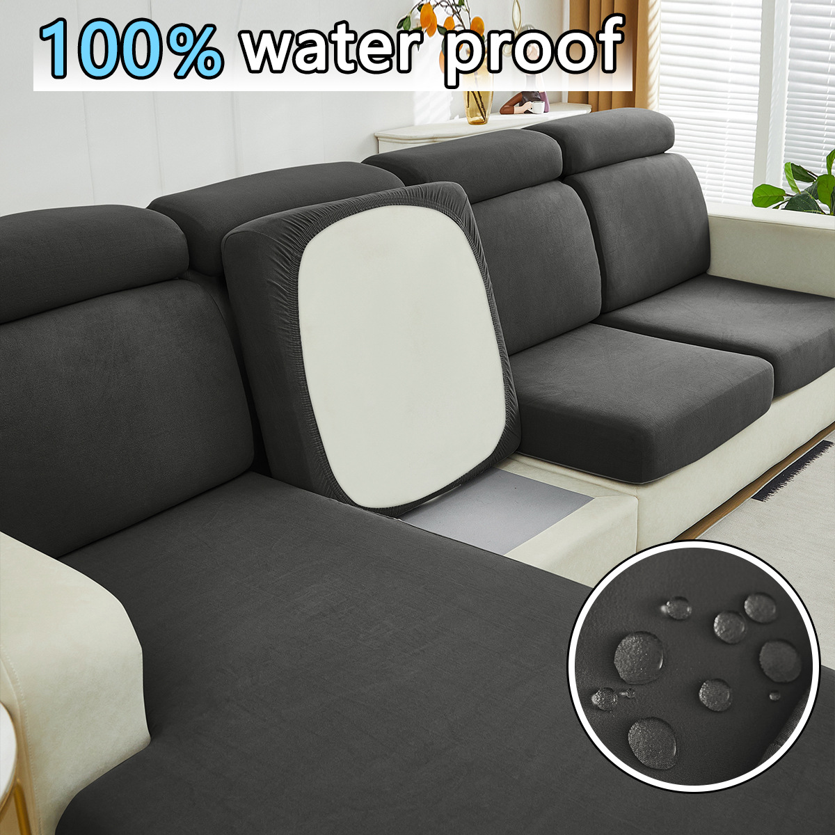 Amazon transfronterizo seda de leche lana TPU cubierta de cojín de sofá impermeable cubierta de sofá elástica 180gsm