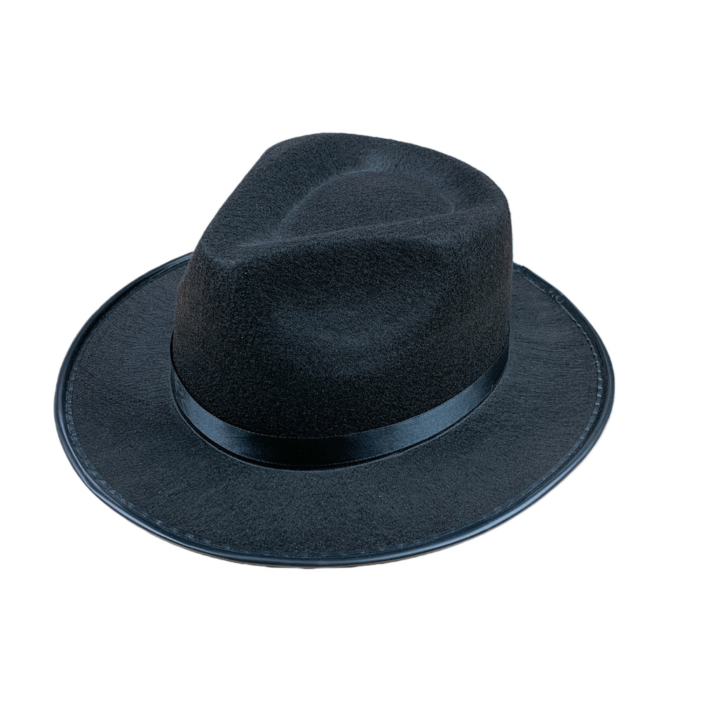 Sombrero de jazz personalizado de fábrica Sombrero de copa de color sólido de fieltro de estilo británico para hombres y mujeres Sombrero para el sol rizado para parejas