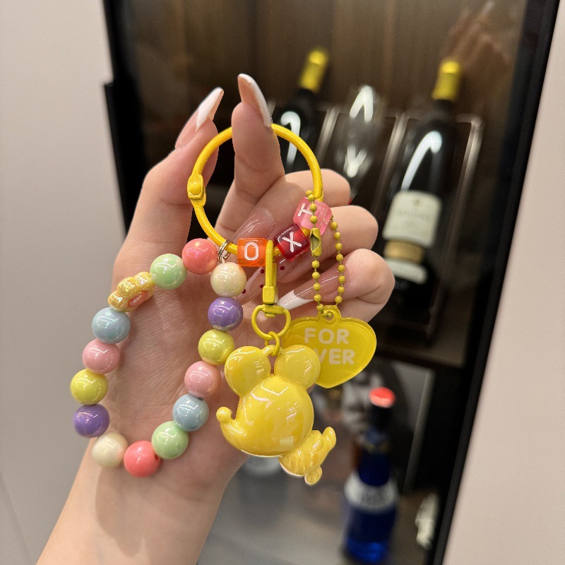 Acrílico galvanizado Mickey Mouse colgante llavero colgante colorido beaded pulsera mochila colgante decoración regalo