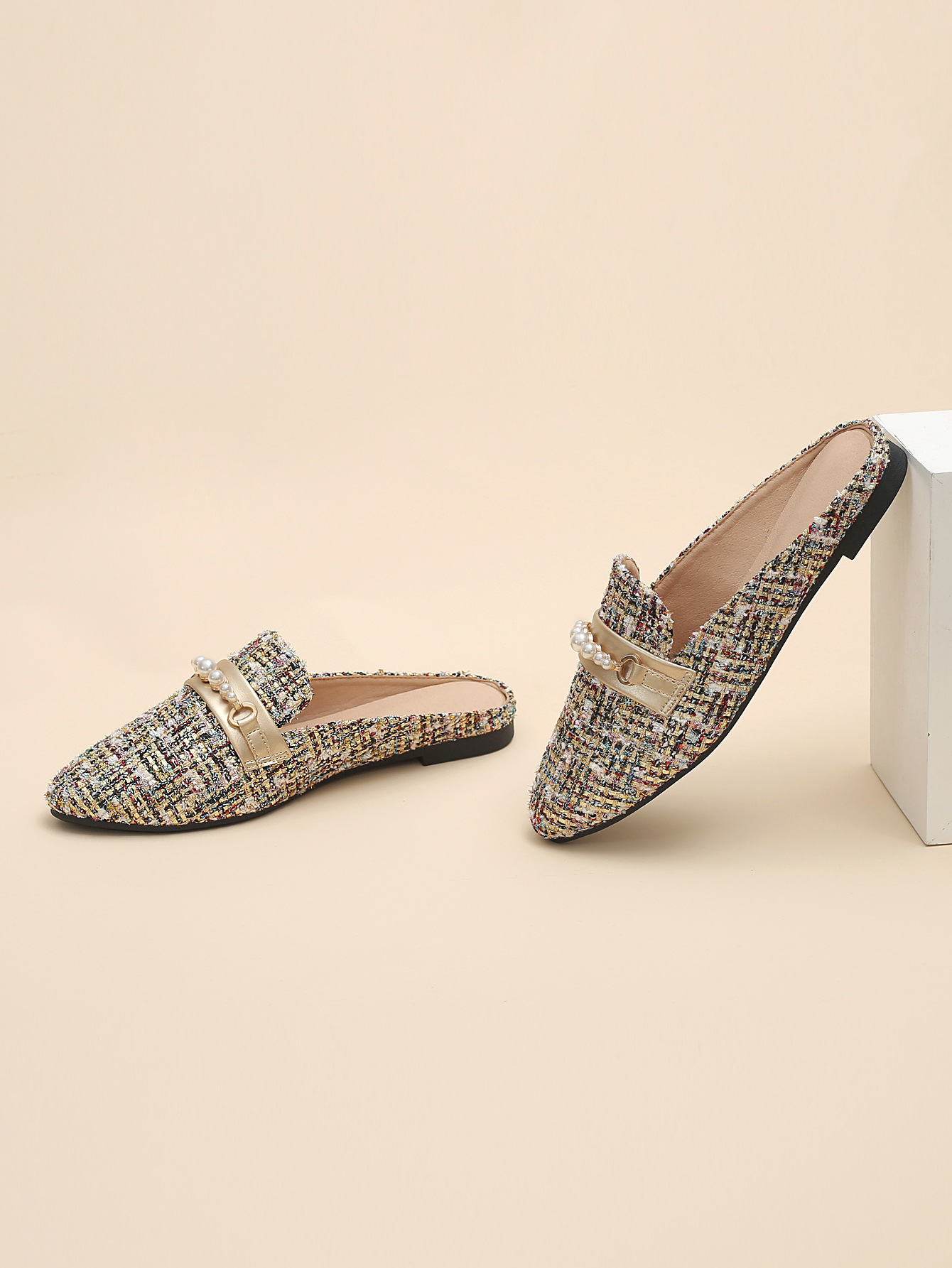 Fragrance style outside wear pointy toe half drag flat heel shoes lazy plus size fashion all-match cross-border foreign trade wholesale_voghion.com