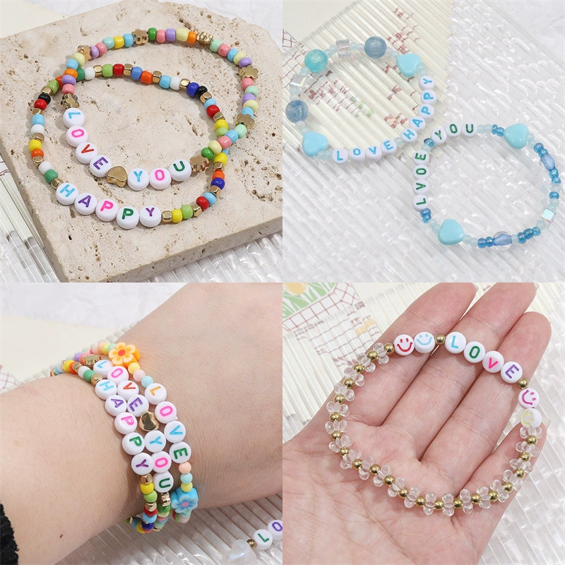 Acrylic children's beads with letters, accessory, accessories, 4×7mm, English, early education