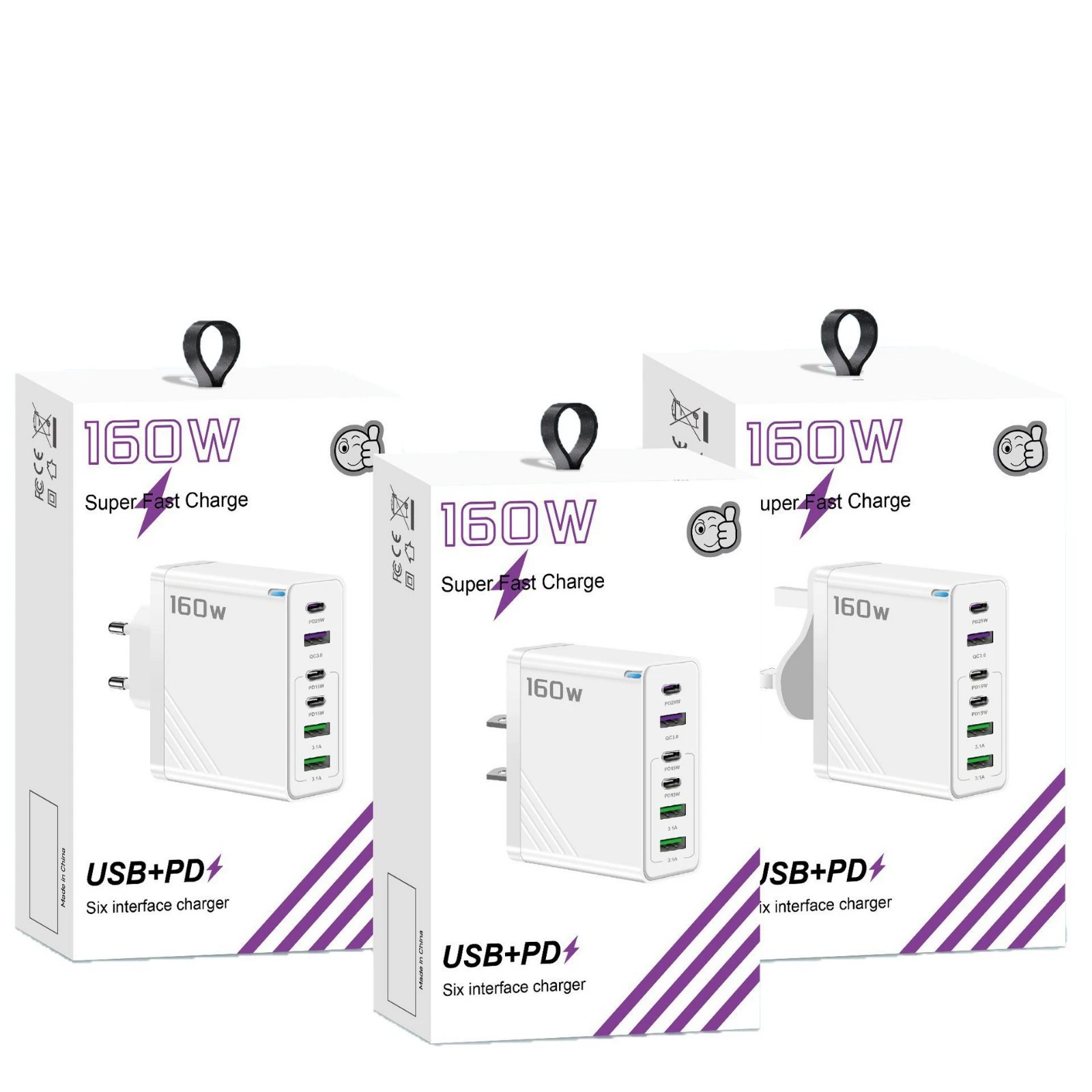Перекрестная граница 160W многопортовая зарядка для мобильных телефонов с несколькими портами PD быстрая зарядка head 3 USB+3TYPE-C charger Европейские, американские и британские правила