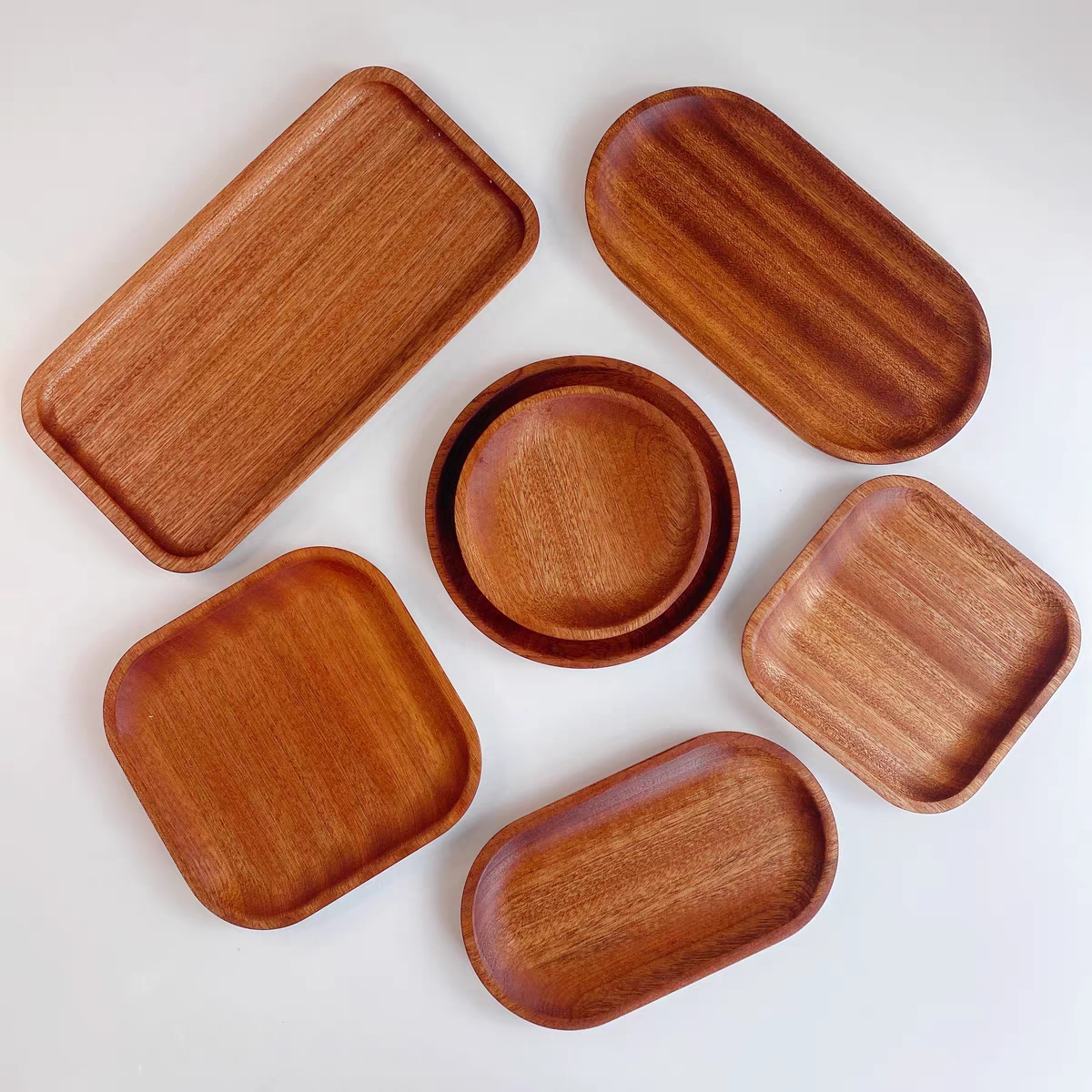 bandeja de madera de árbol de ebano, bandeja de almacenamiento de aire, plato de comedor oval japonés, pastel, pan, café, té, plato de madera sólida image 1