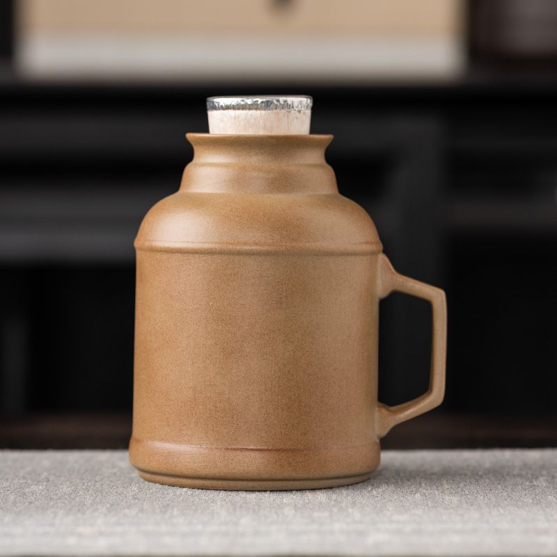 Ru窑 pequeña olla caliente puede ser cultivada con rebanada de sopa de salsa retrógrada con tapa cerámica de gran capacidad anti-corrosión tetera taza de agua taza de marca