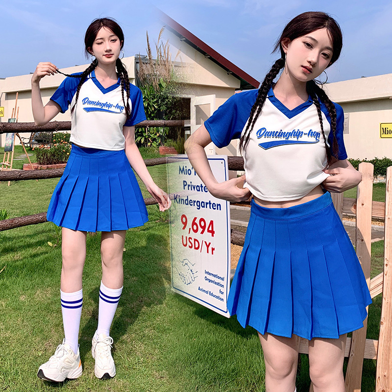 学院风套装女夏百褶裙幼师园服工作服学生运动班服老师polo衫