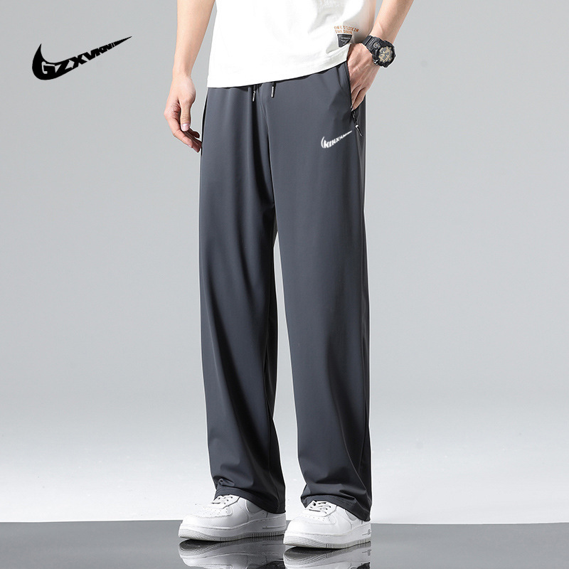 Men's 2023 Summer Ice Silk Pants Men's Loose plus size Wide-leg Stretch Casual Pants Quick-drying Sports Air-conditioning Ankle Pants