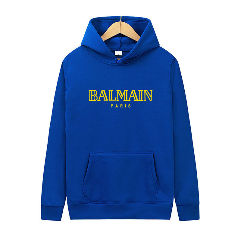 2024 Spring and Autumn New Balmain Letter Print Hooded Sweatshirt Unisex Loose Casual Pullover 2024 Spring and Autumn New Balmain Letter Print Hooded Sweatshirt Unisex Loose Casual Pullover