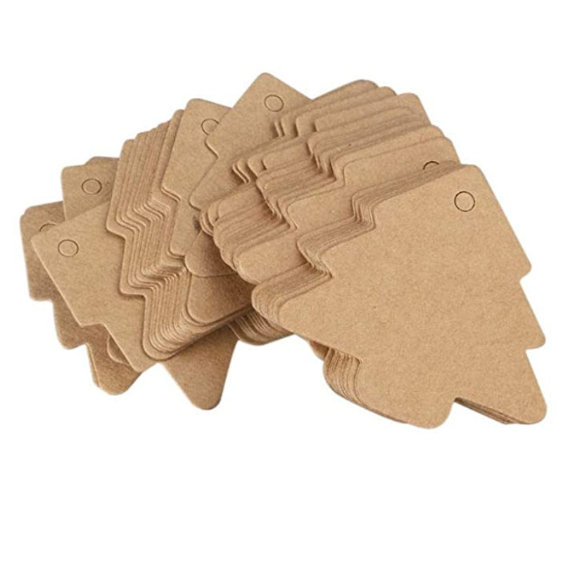 Retro Kraft Paper Card Label Diy Christmas Tree Hanging Card Party Craft 50pcs display picture 2