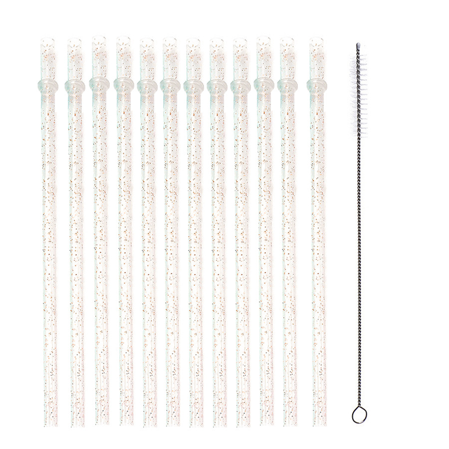 Ventas transfronterizas calientes de 12 hebillas de paja rígida de rosca de color anti-desprendimiento PP de paja de plástico reutilizable anillo de tubo duro