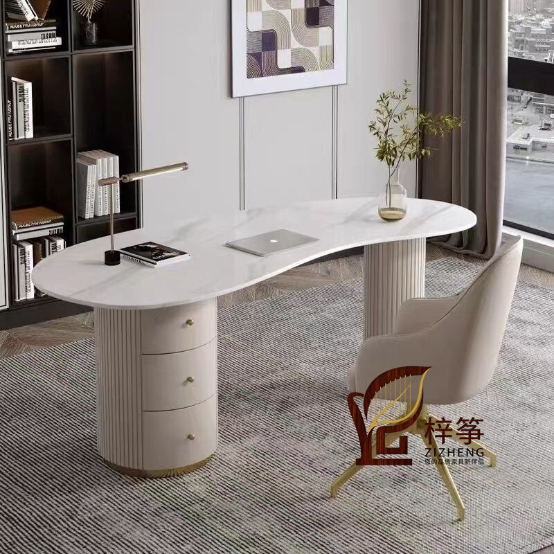 Light Luxury Slate Irregular-Shaped Office Computer Desk Designer Desk Beauty Salon Medical Beauty Consultation Room Reception Consultation Table and Chairs