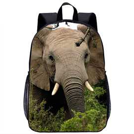 大象动物3D印花书包 亚马逊货源17寸青少年男孩旅行背包厂家批发