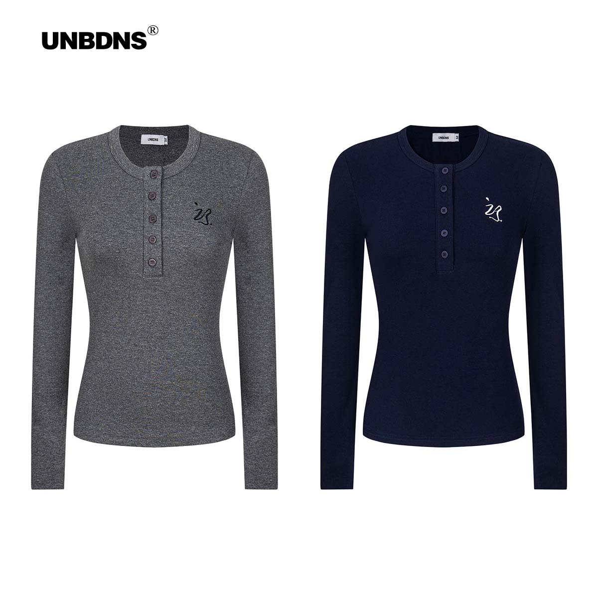 Unbdns Design Button Half Open Collar Bottoming Shirt Henry Collar Versatile Slim Inner Spring & Fall Long-Sleeved Top for Women