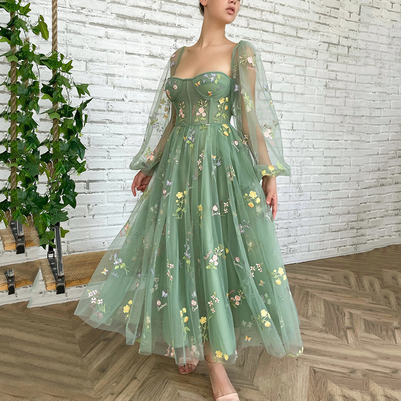 EBAY European American American Amazon Party Ball Evening Dress Lace Embroidered Mid-Length dress Long Sleeve Evening Dress EBAY European American American Amazon Party Ball Evening Dress Lace Embroidered Mid-Length dress Long Sleeve Evening Dress