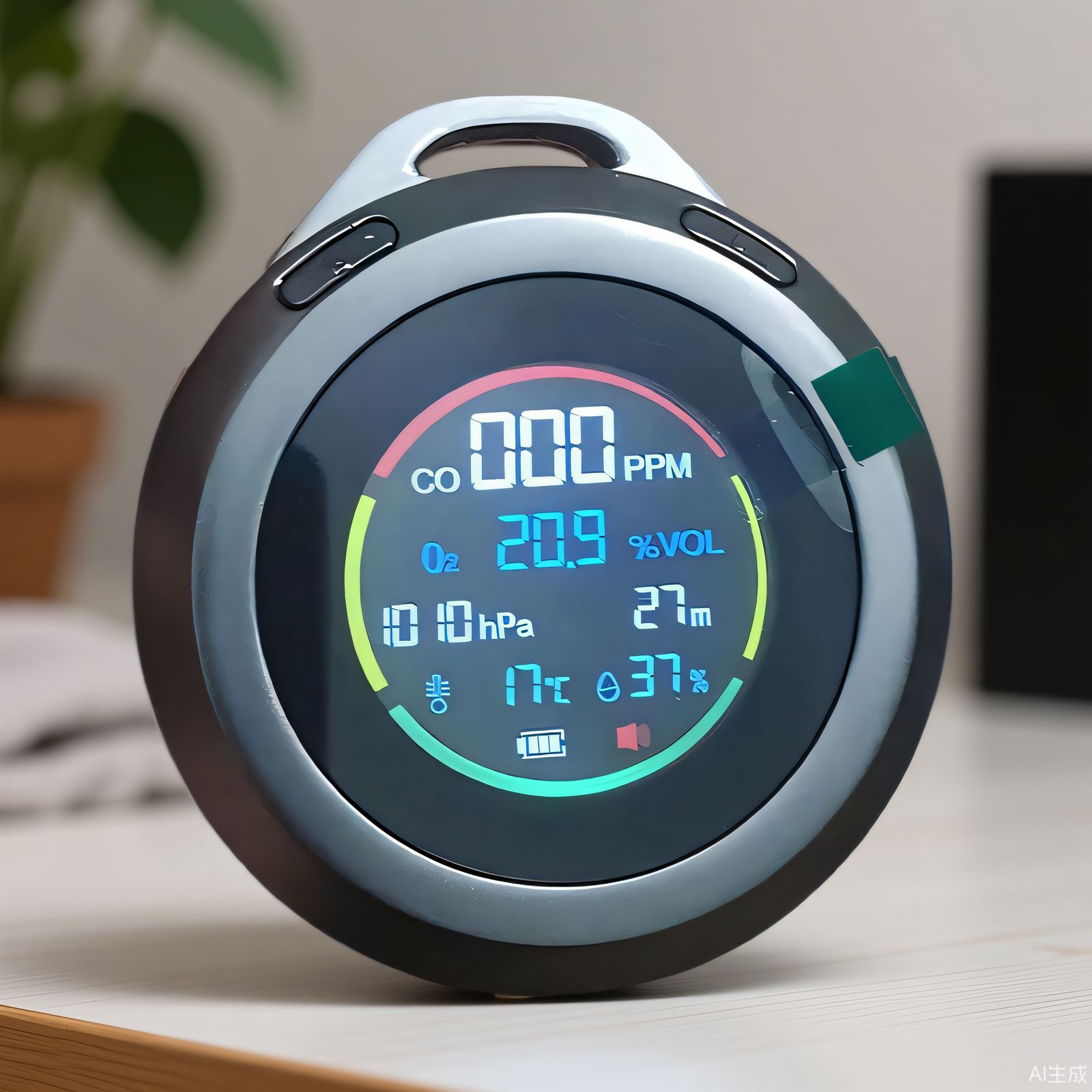 【年会礼品】便携式金属氧气检测仪户外一氧化碳报警器温湿度计