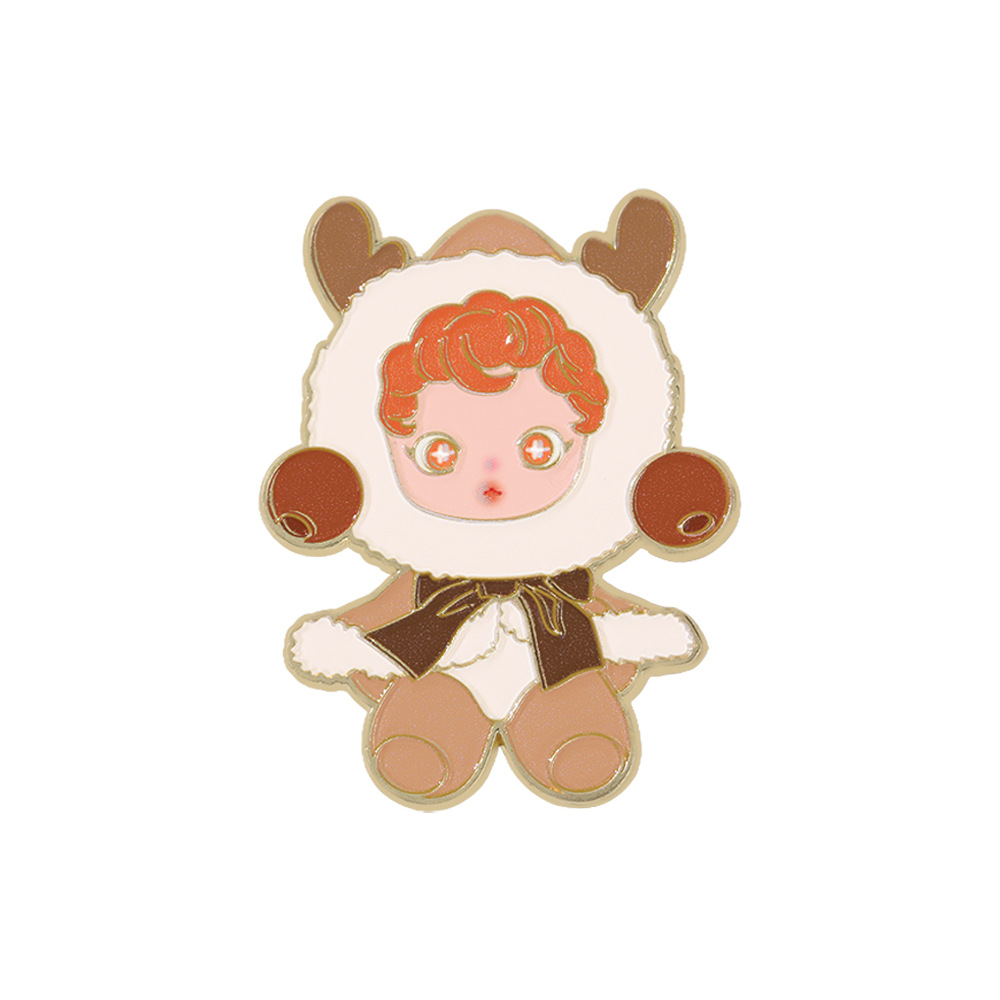 Animación animada DIMOO serie de insignia metálica Baby set Bubble Mart broches adornos de ropa lindos