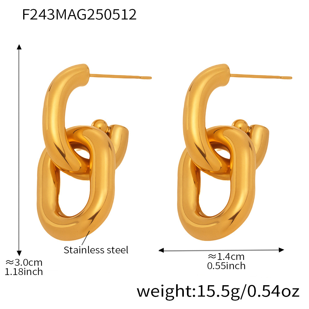 Pendientes a juego de color de cadena hueca pulida Mysteriao Pendientes de oro real de acero inoxidable PVD chapados de 18K al por mayor