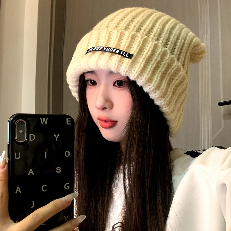 堆堆帽子女冬季高级感大头围保暖护耳针织帽时尚百搭显脸小毛线帽|undefined