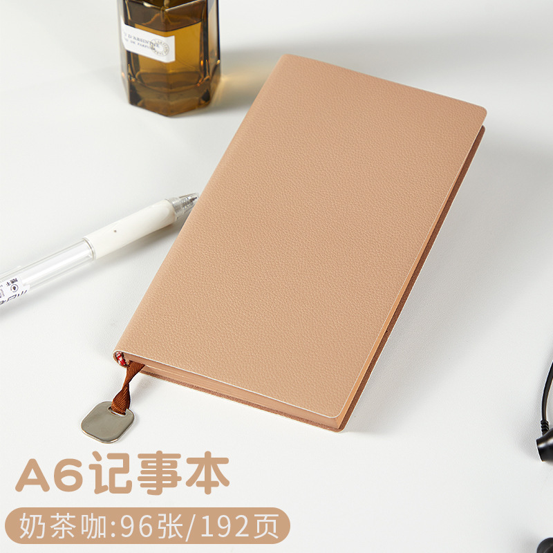 Cuaderno de oficina de negocios de cuero de lichi a6 con logotipo impreso, cuaderno de estudiante de superficie suave compacto y portátil