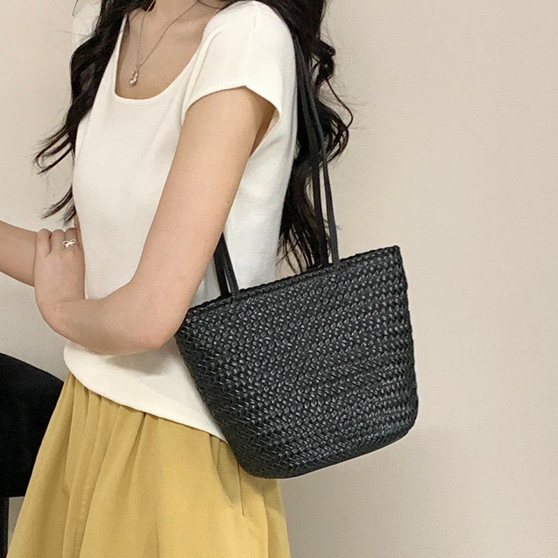 Genuine Leather Shoulder Bag For Women Tote Bag 2025 New Arrival Niche Handmade Cowhide Woven Bag Vacation Market Bag - Thumbnail 3